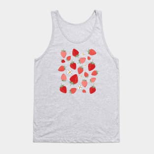 Summertime Farm Fresh Strawberry Floral Pattern Tank Top